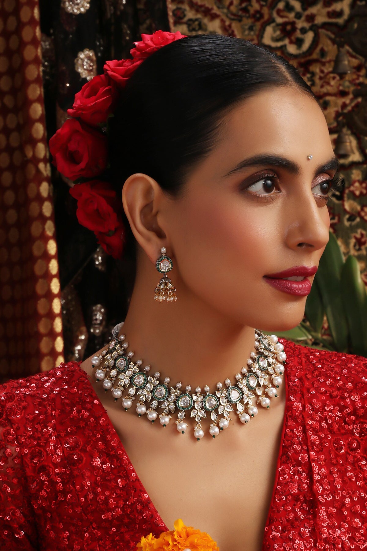 Kundan & Pearl Embellished Necklace Set