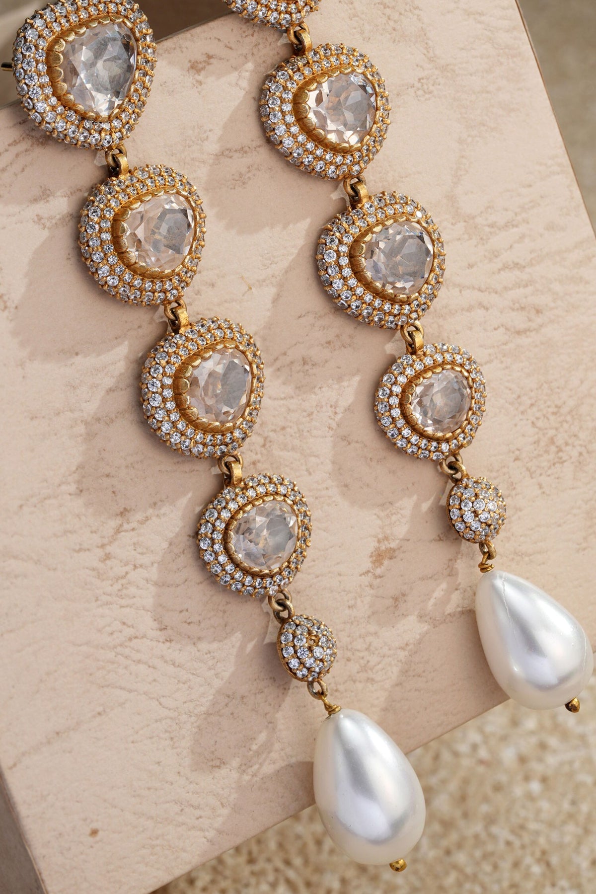Zircon Embellished Long Earrings