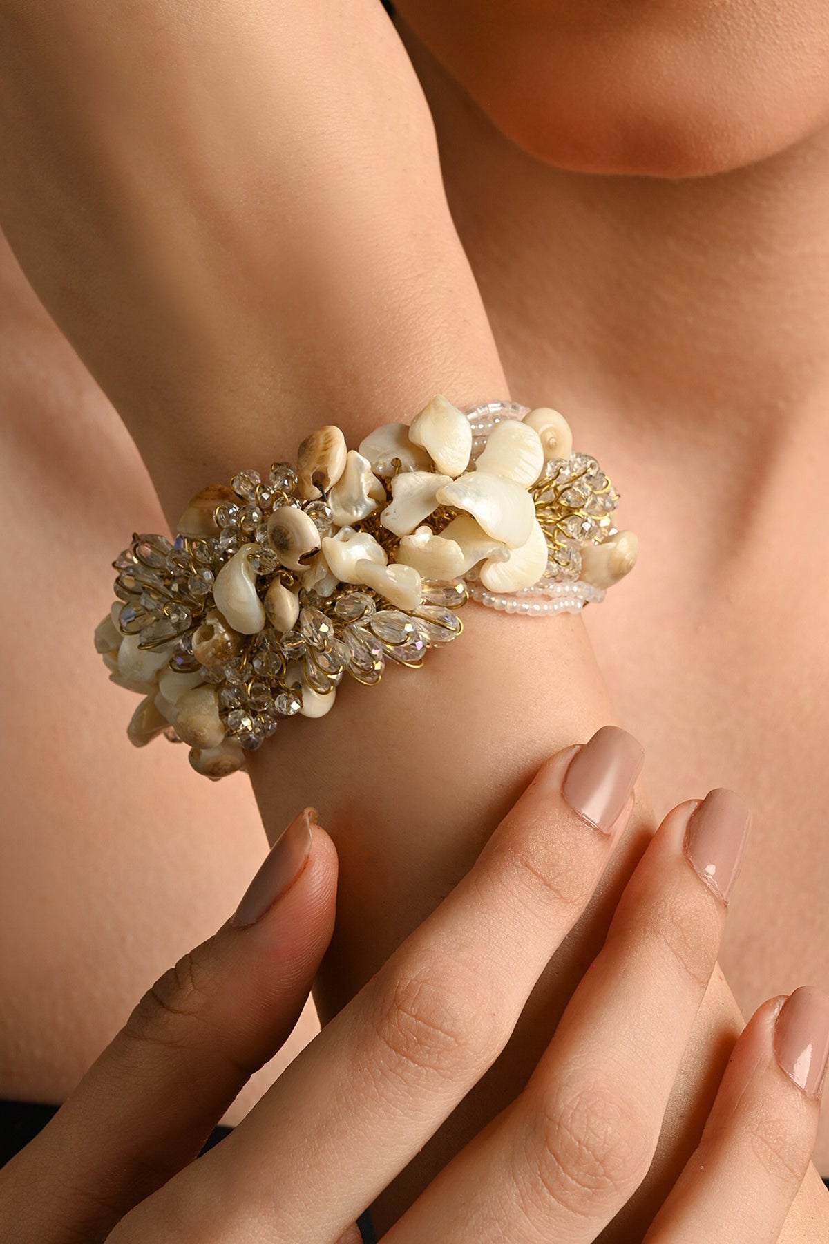 White Floral Long Bracelet