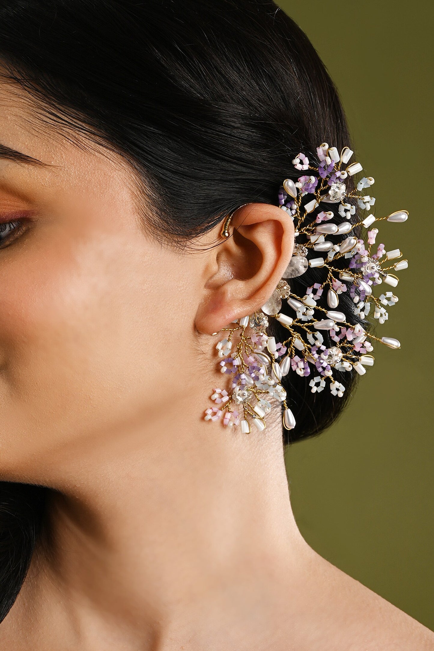Pastel Crystal & Stone Embellished Earcuff
