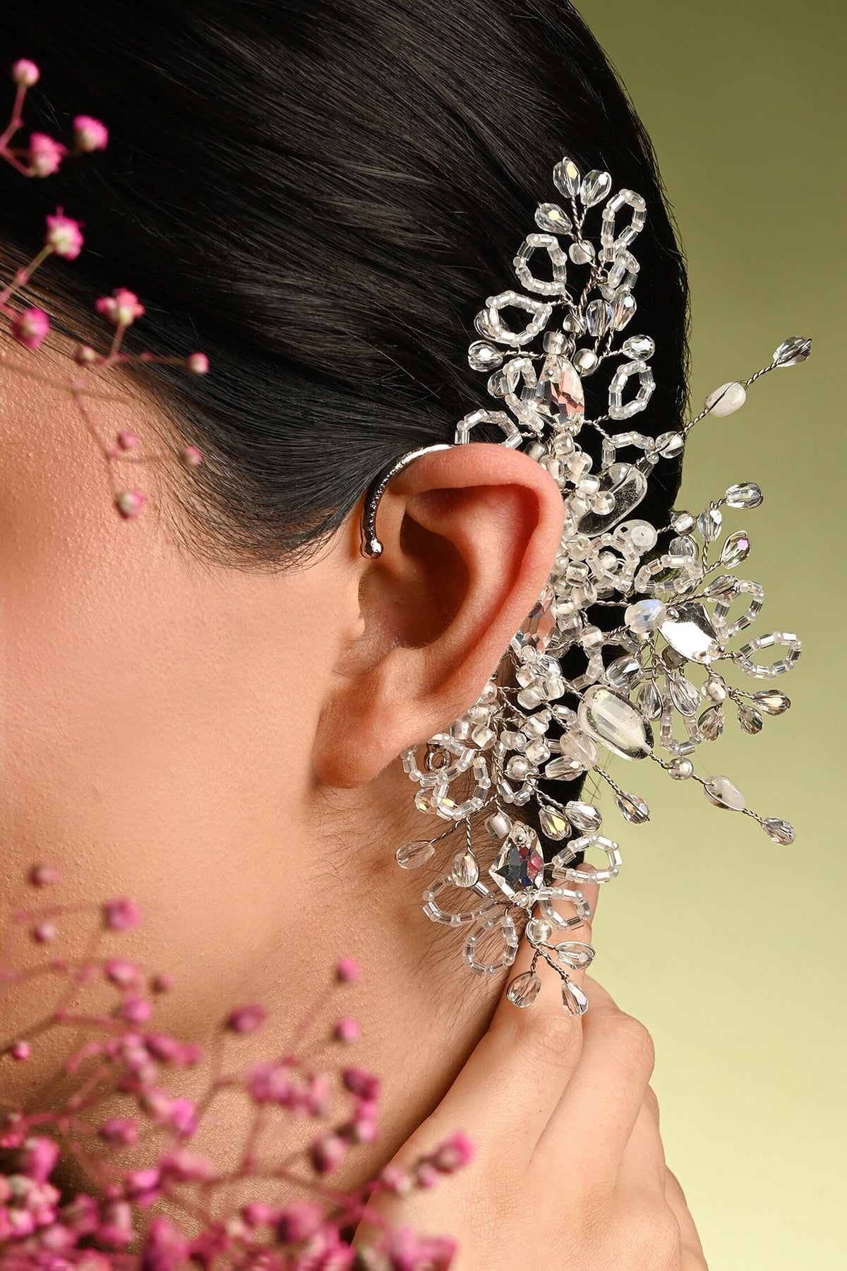 Silver Crystal & Stone Earcuff