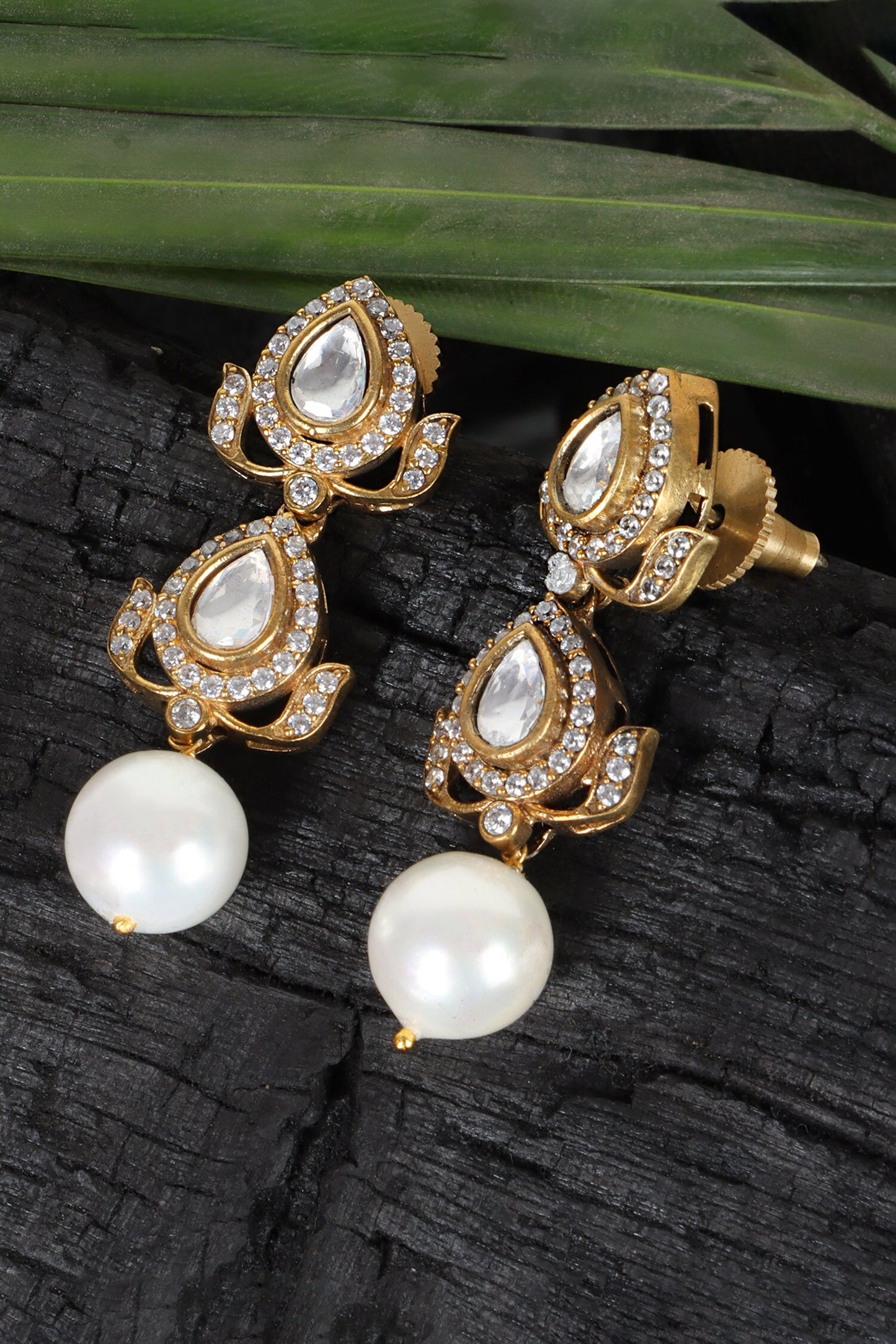 Double Polki Dangler Earrings