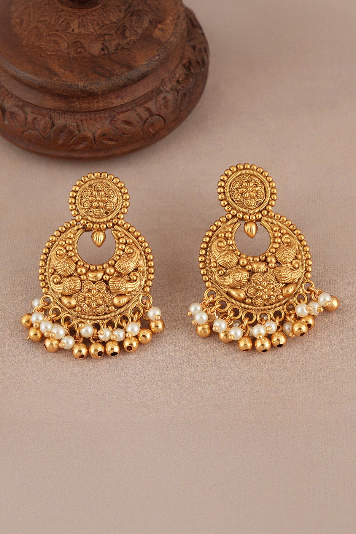 Antique Pearl Drop Choker & Chandbalis Set