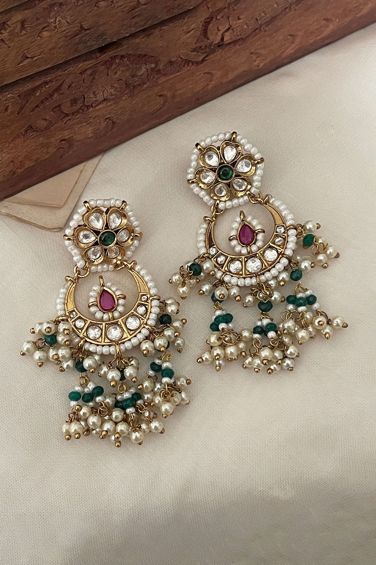 Polki Embellished Chandbali Earrings