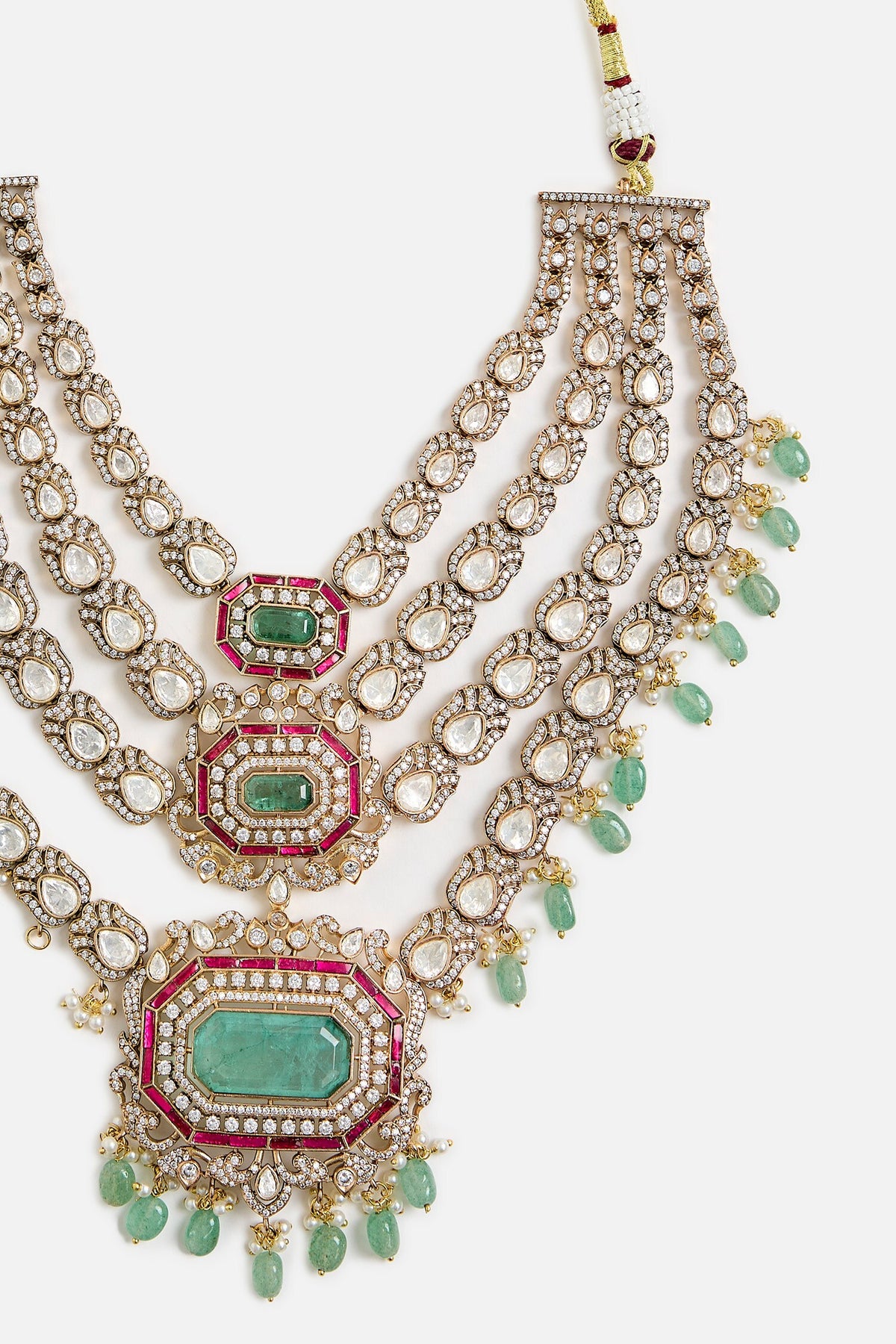 Regal Kundan & Emerald Statement Necklace Set