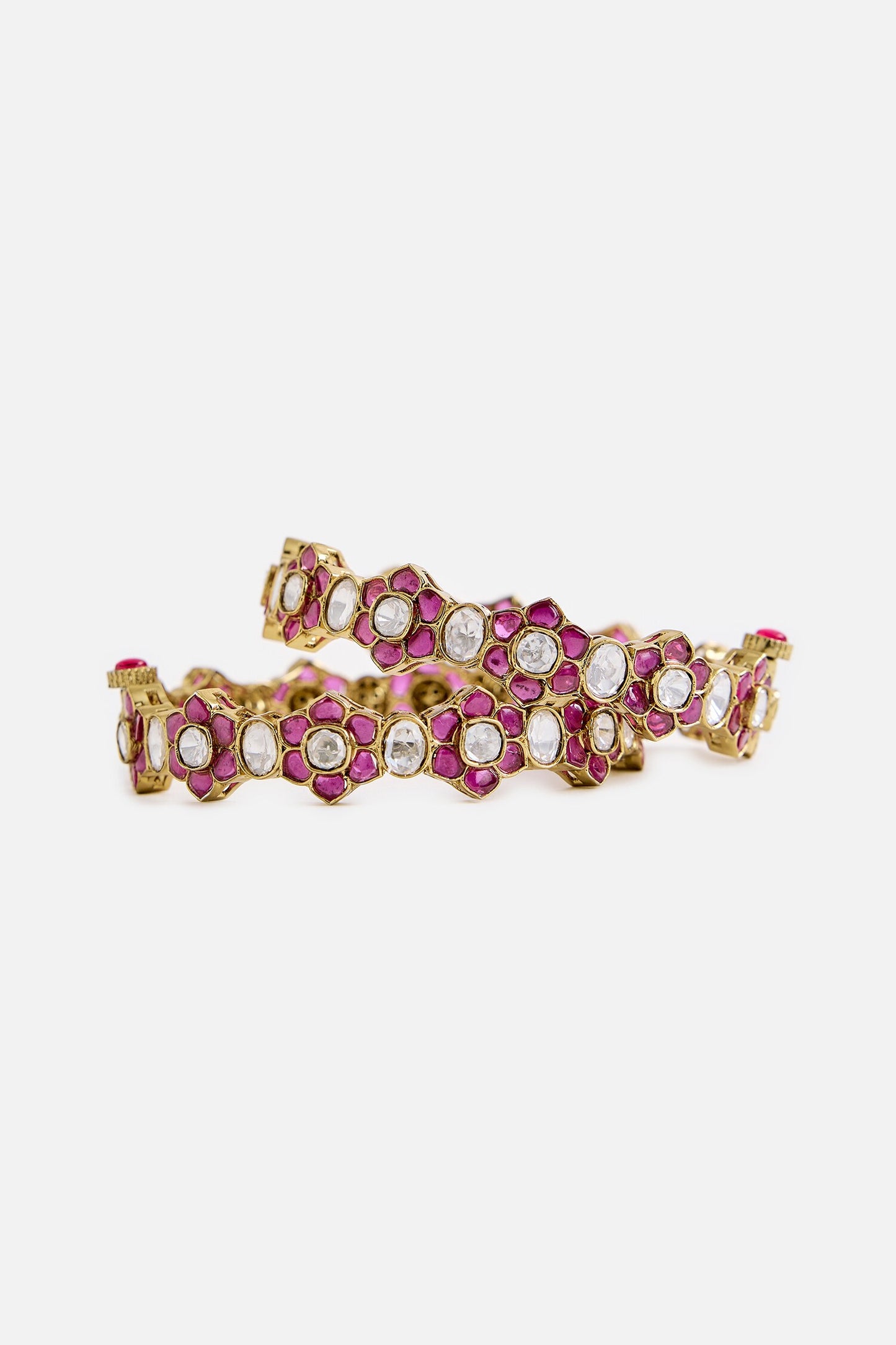 Ruby Kundan Embellished Bangles