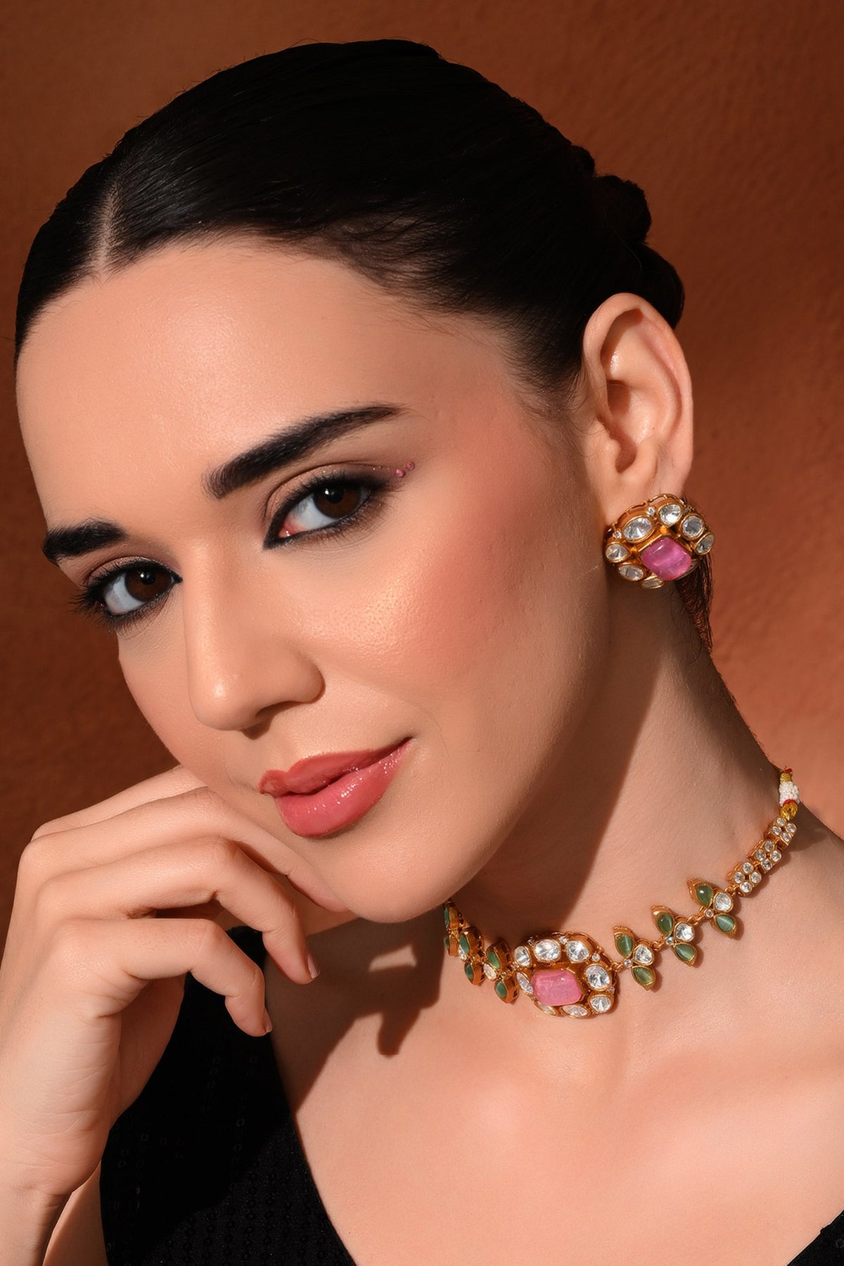 Kundan Polki Studded Necklace Set