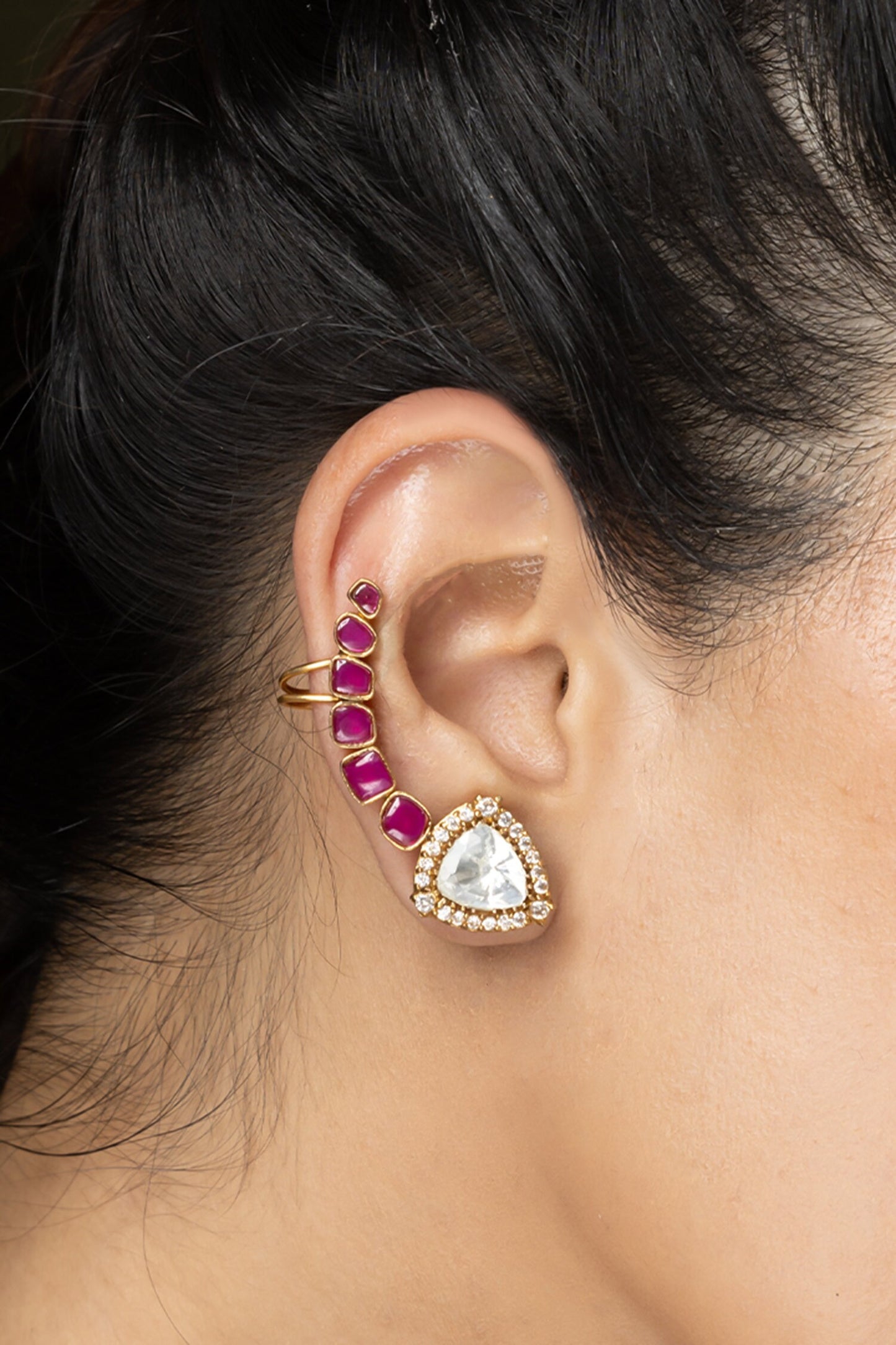 Ruby Serpent Cuff Earrings