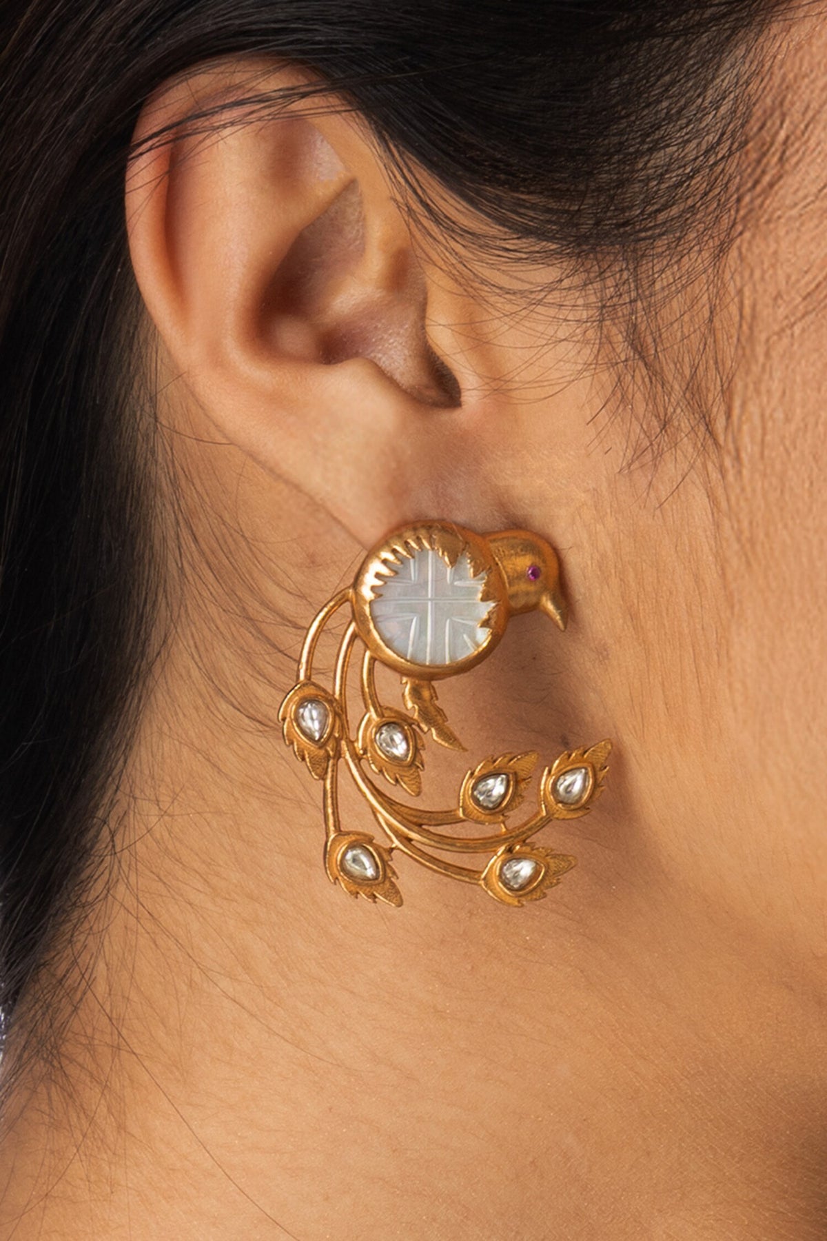Cluster Stone Embellished Drop Earrings