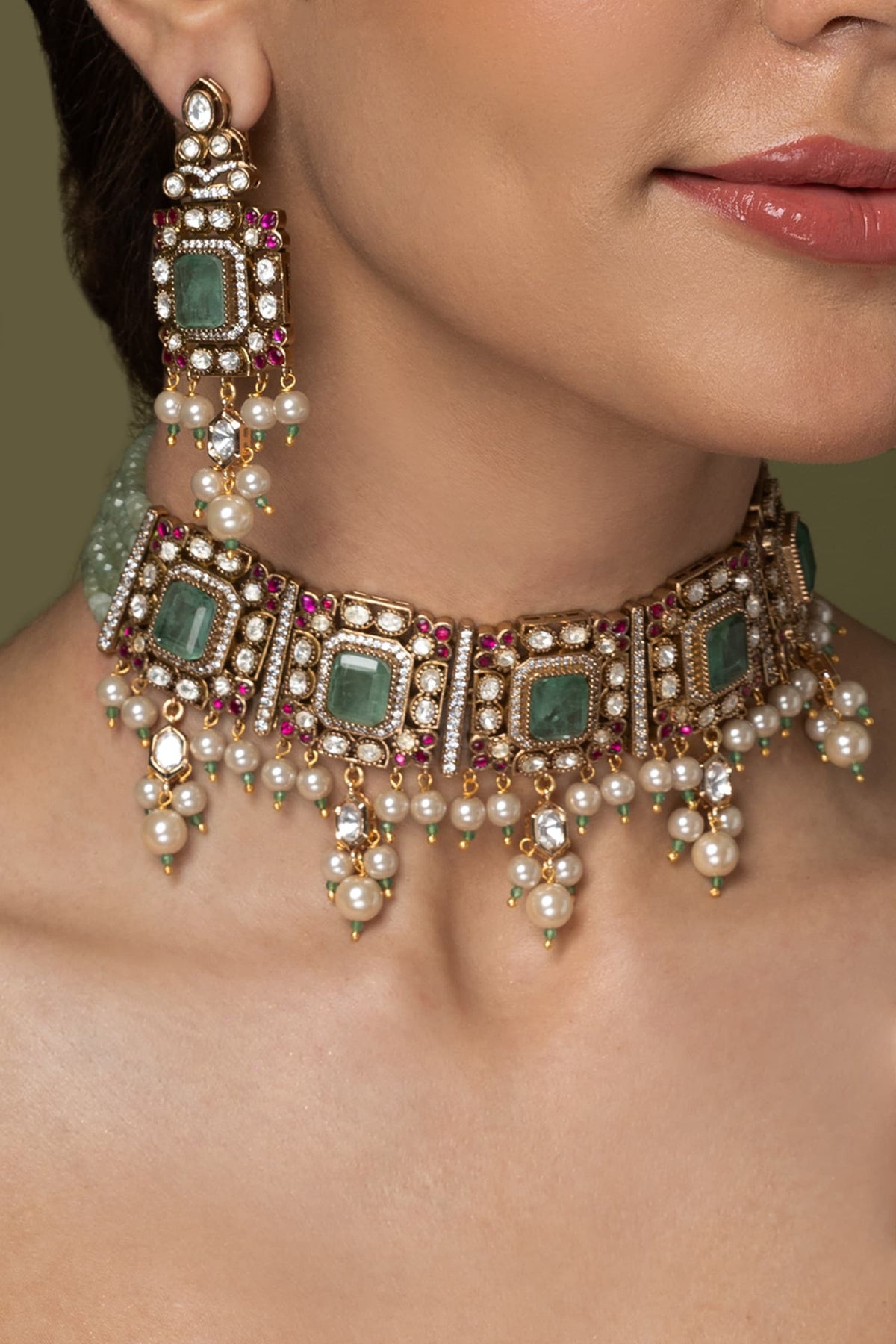 Rani Mahal Pearl Embellished Choker Set