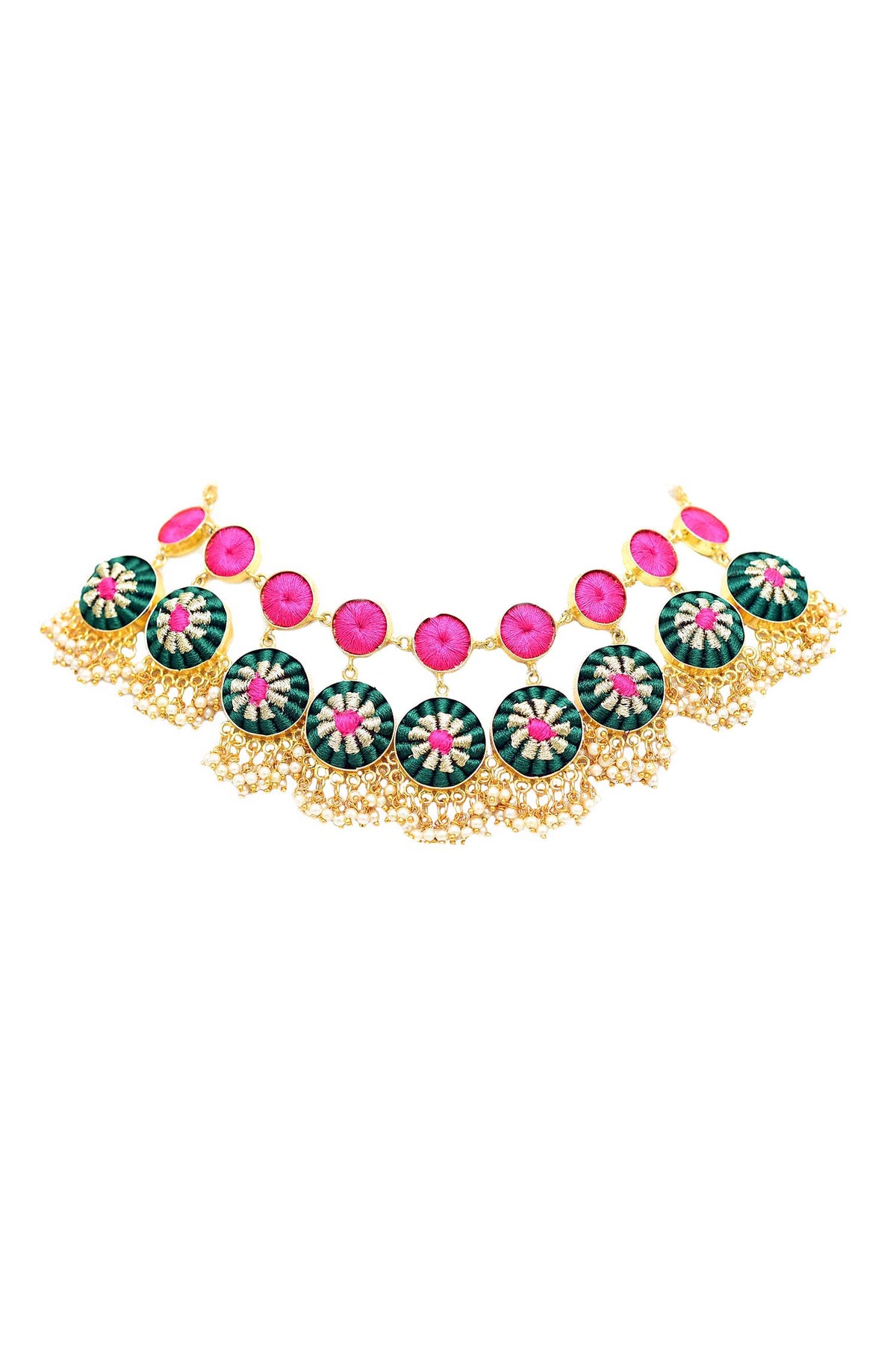 Silk Hand Embroidered Layered Choker