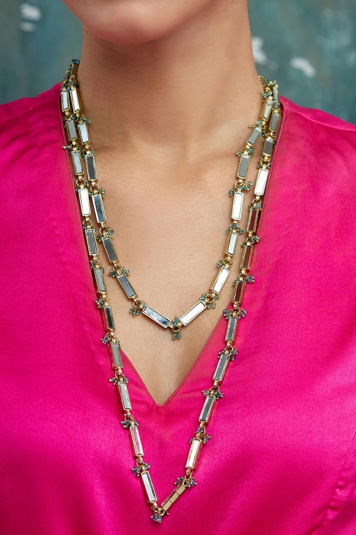 Mirror Studded Qabeela Long Neckstring
