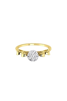 Two-Tone Finish Round-Shaped Diamond Floral Bow Ring