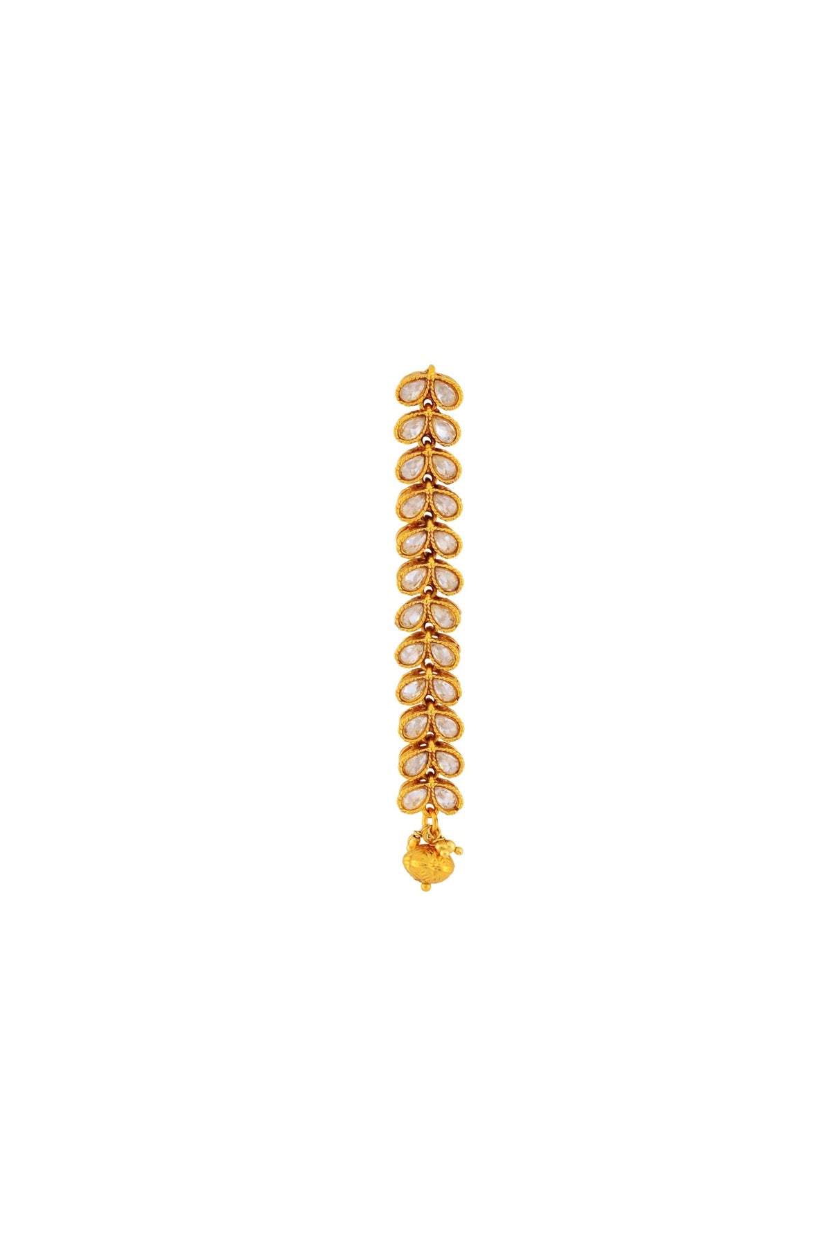 Long Gold Plated Kundan Dangle Earrings