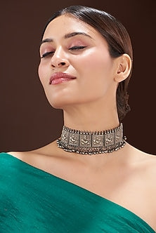 Oxidised Silver Finish Choker Necklace