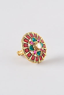 Gold Finish Multi-Colored Stone Ring
