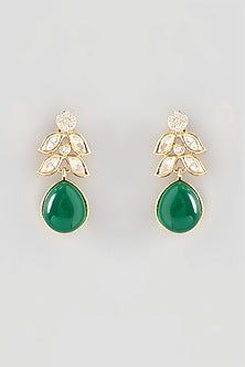 Gold Finish Kundan Polki & Green Stone Choker Necklace Set