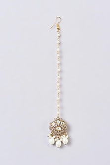 Gold Finish Kundan Polki & Zircon Choker Necklace Set
