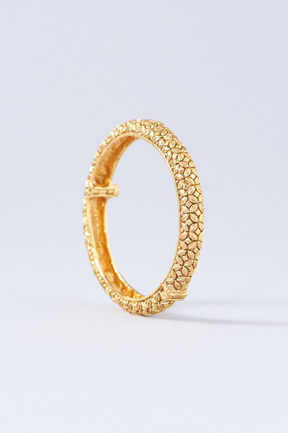 Gold Finish Temple Bangles (Set Of 2)