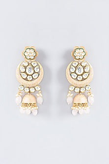 Gold Finish Kundan Polki & Stone Drop Enamelled Necklace Set