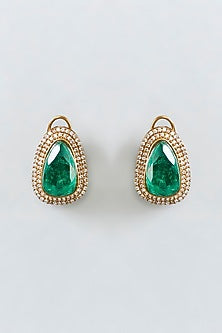 Gold Finish Zircon & Green Stone Necklace Set