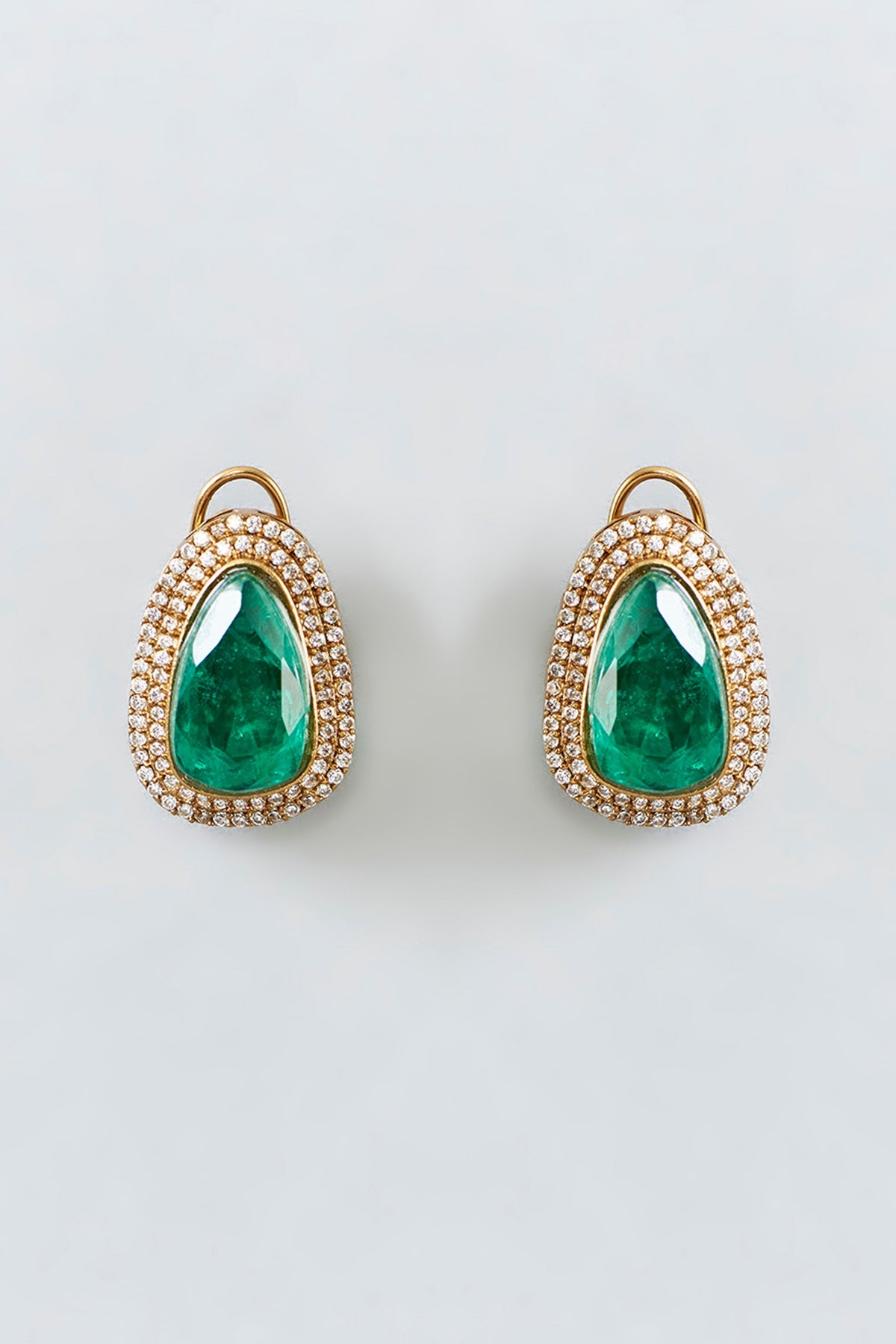 Gold Finish Zircon & Green Stone Necklace Set