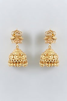 Gold Finish Ram Darbar Motif & Metal Ball Temple Choker Necklace Set
