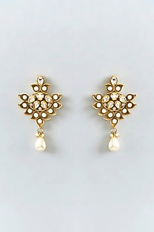 Gold Finish Kundan Polki & Zircon Long Necklace Set