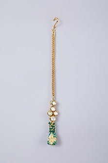 Gold Finish Green Beaded Necklace Set