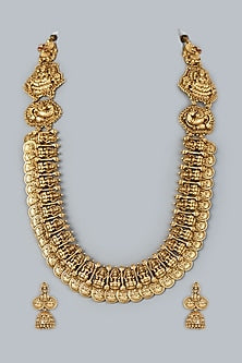 Gold Finish Lakshmi Long Necklace Set