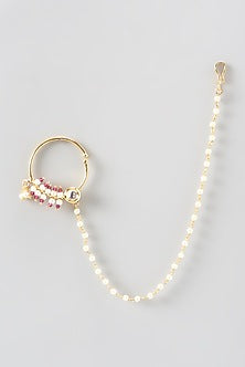 Gold Finish Kundan Polki & Pearl Nath