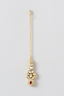 Gold Finish Kundan Polki Maang Tikka