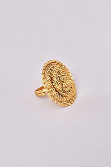 Gold Finish Motif Temple Ring