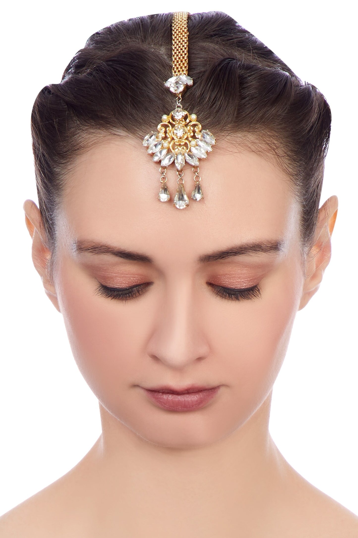 Gold plated jharokha maangtikka