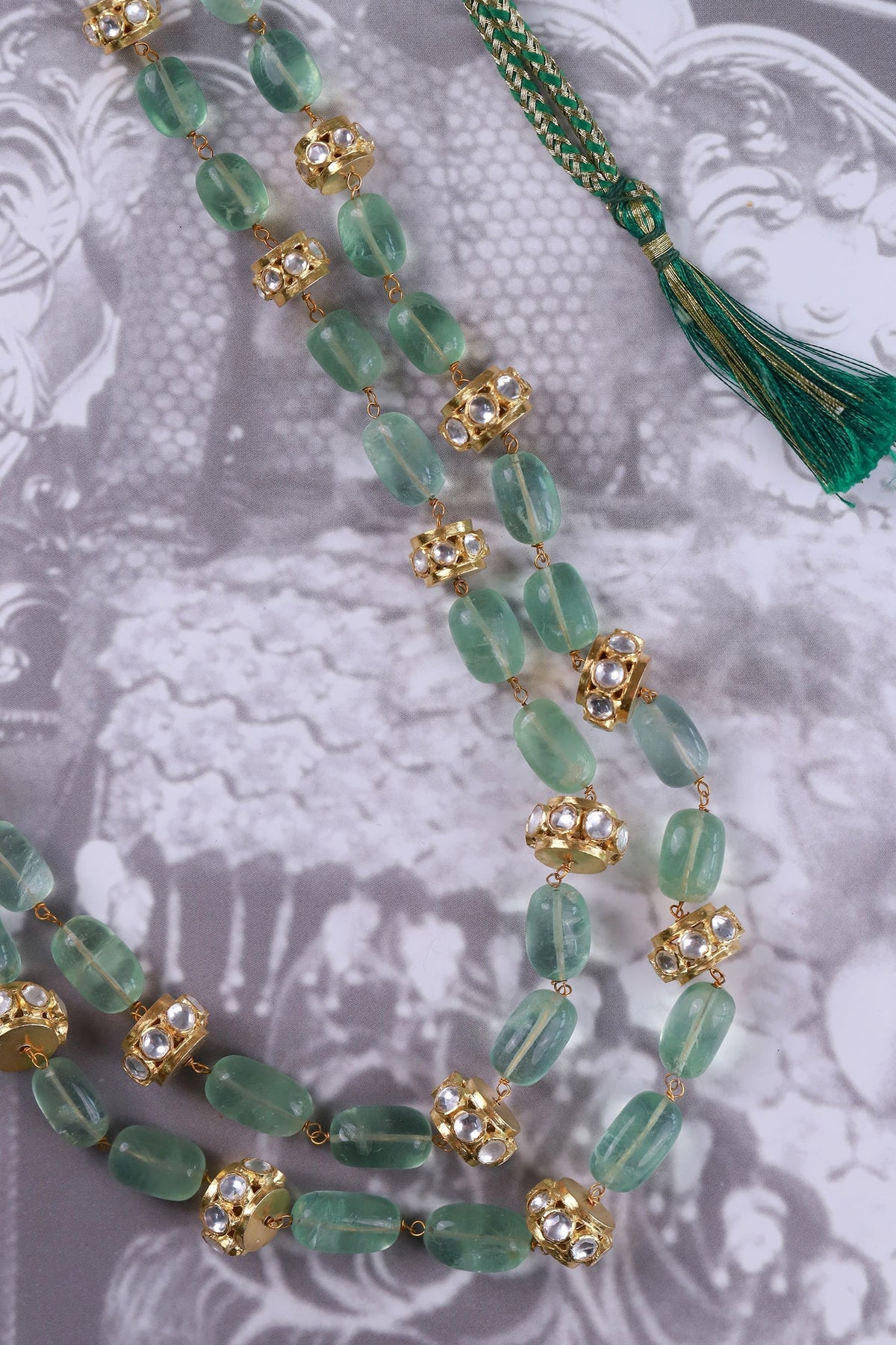 Gold Polki & Fluorite Long Necklace