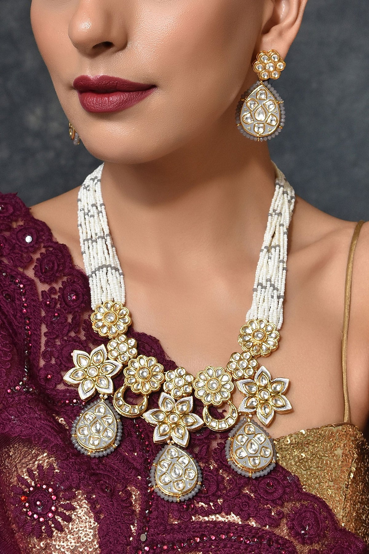 Kundan Embellished Necklace Set