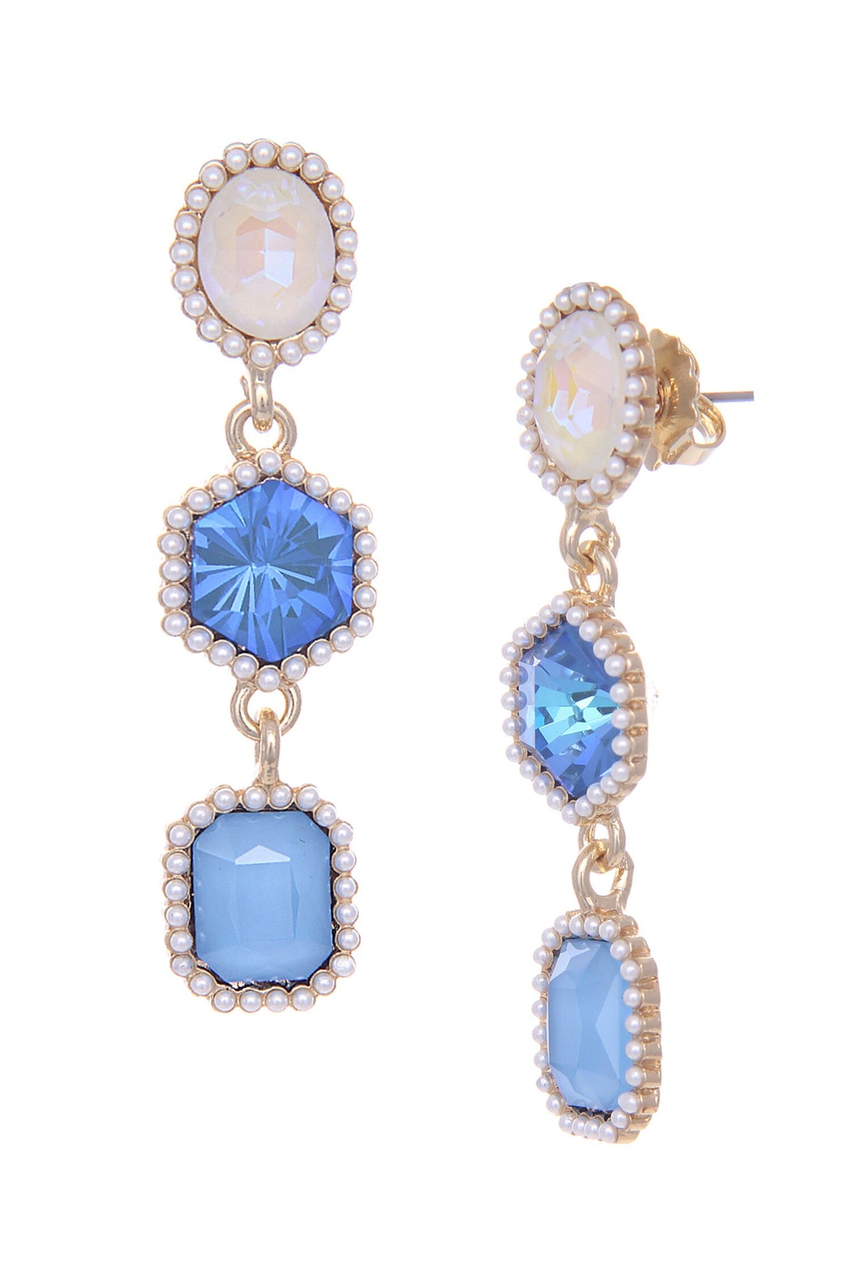 Geometric Shape Stone Embellished Earrings