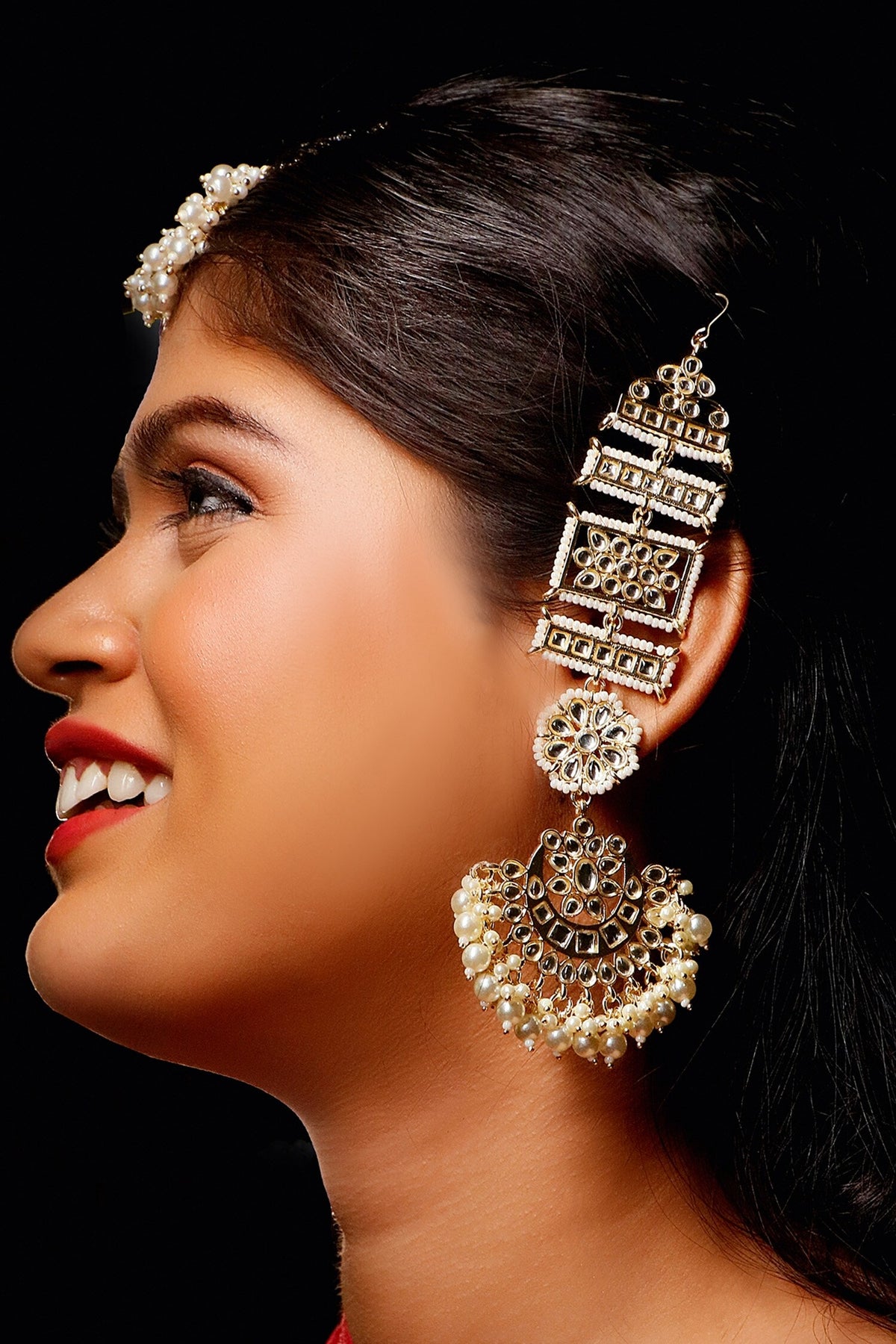 Stone Studded Chandbalis With Maangtikka
