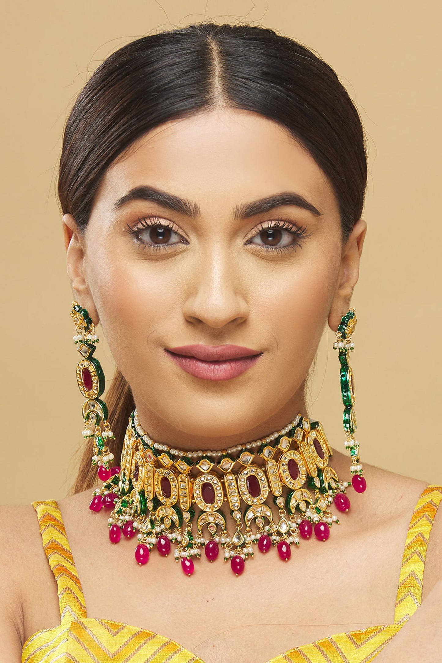 Kundan Bead Drop Choker Set