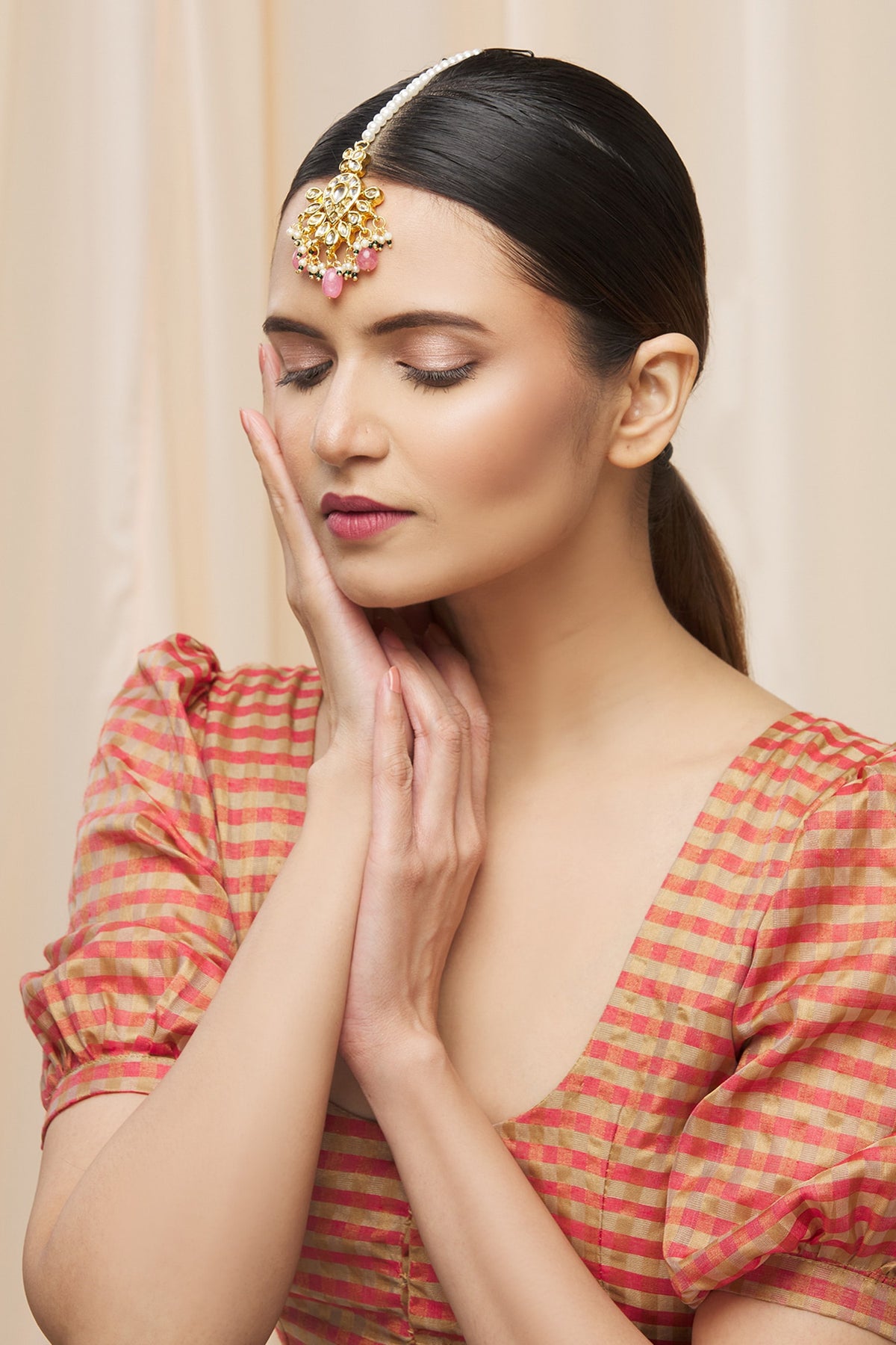 Kundan Bead Drop Maangtikka