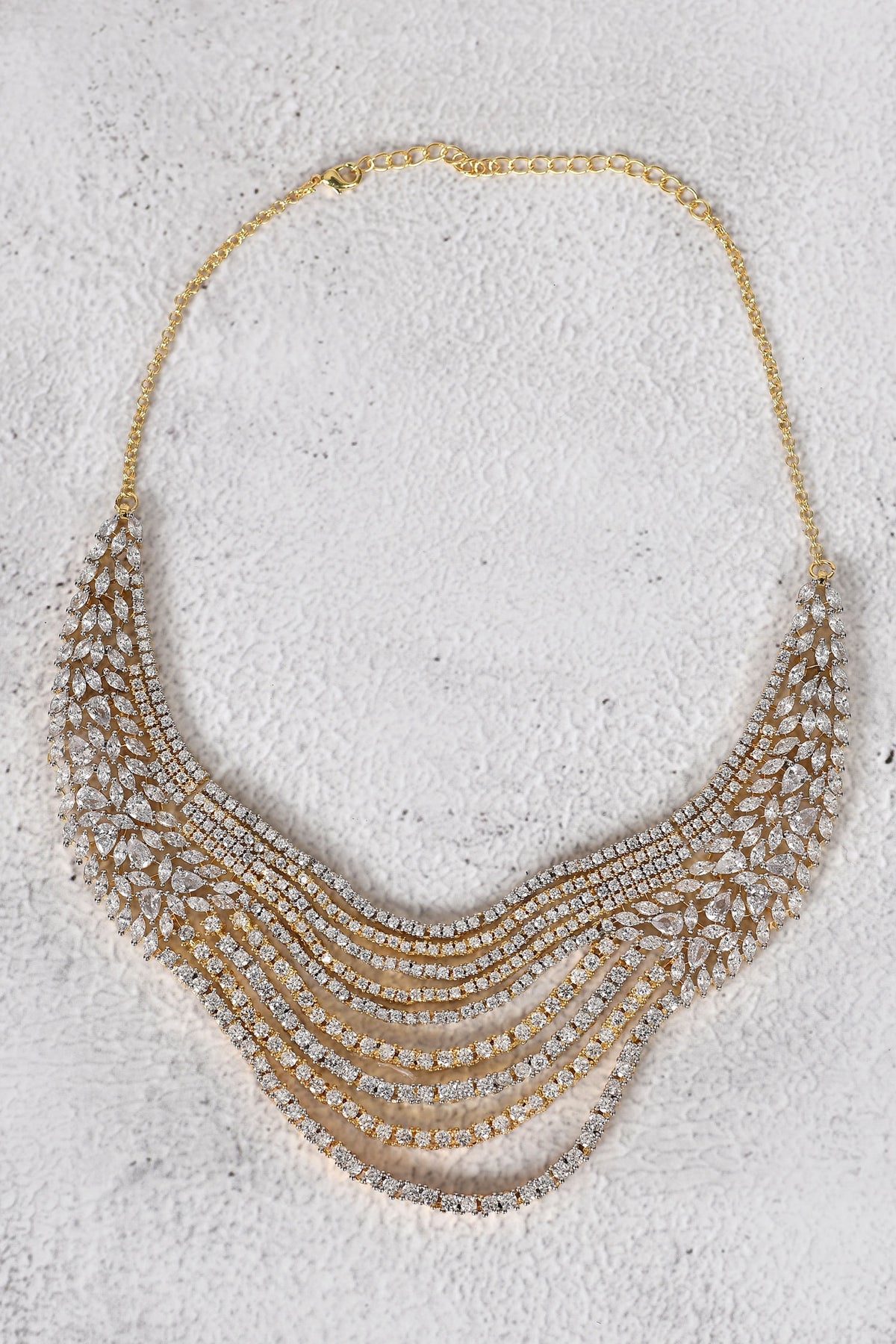 Floral Diamond Layered Necklace Set