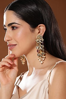 Gold Finish Pearl Dangler Earrings