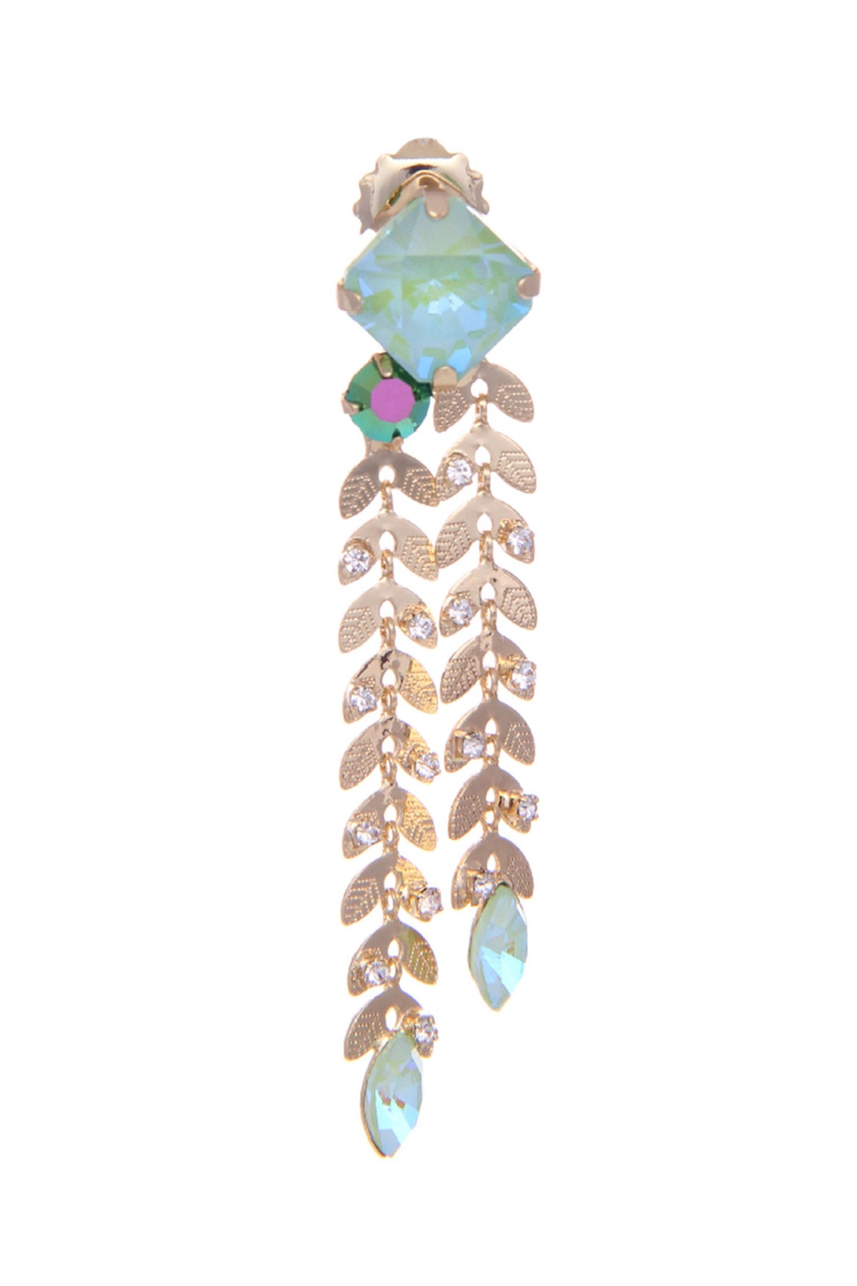 Tiered Carved Leaves Dangler Earrings
