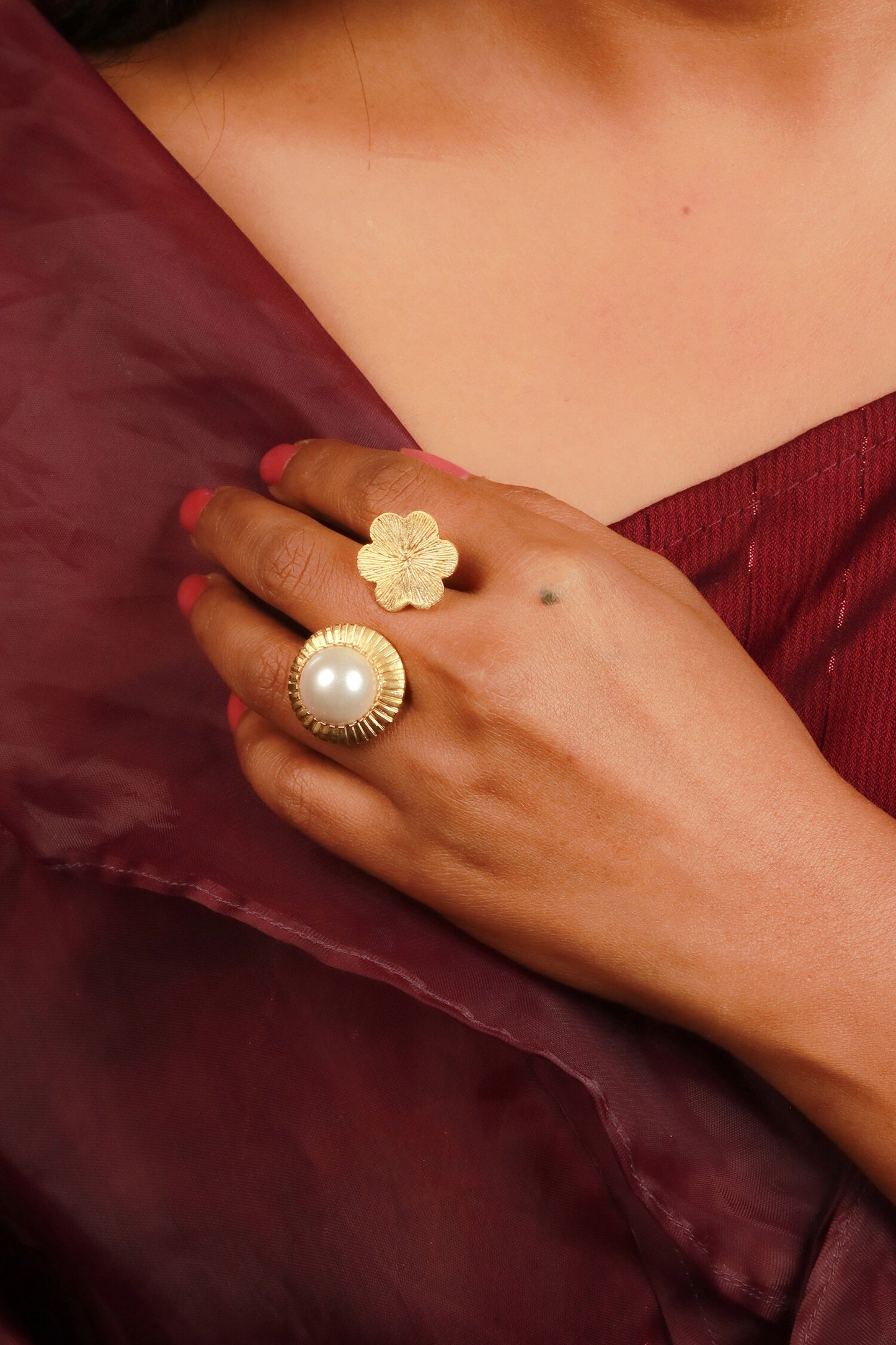 Pearl Embellished Open Ring