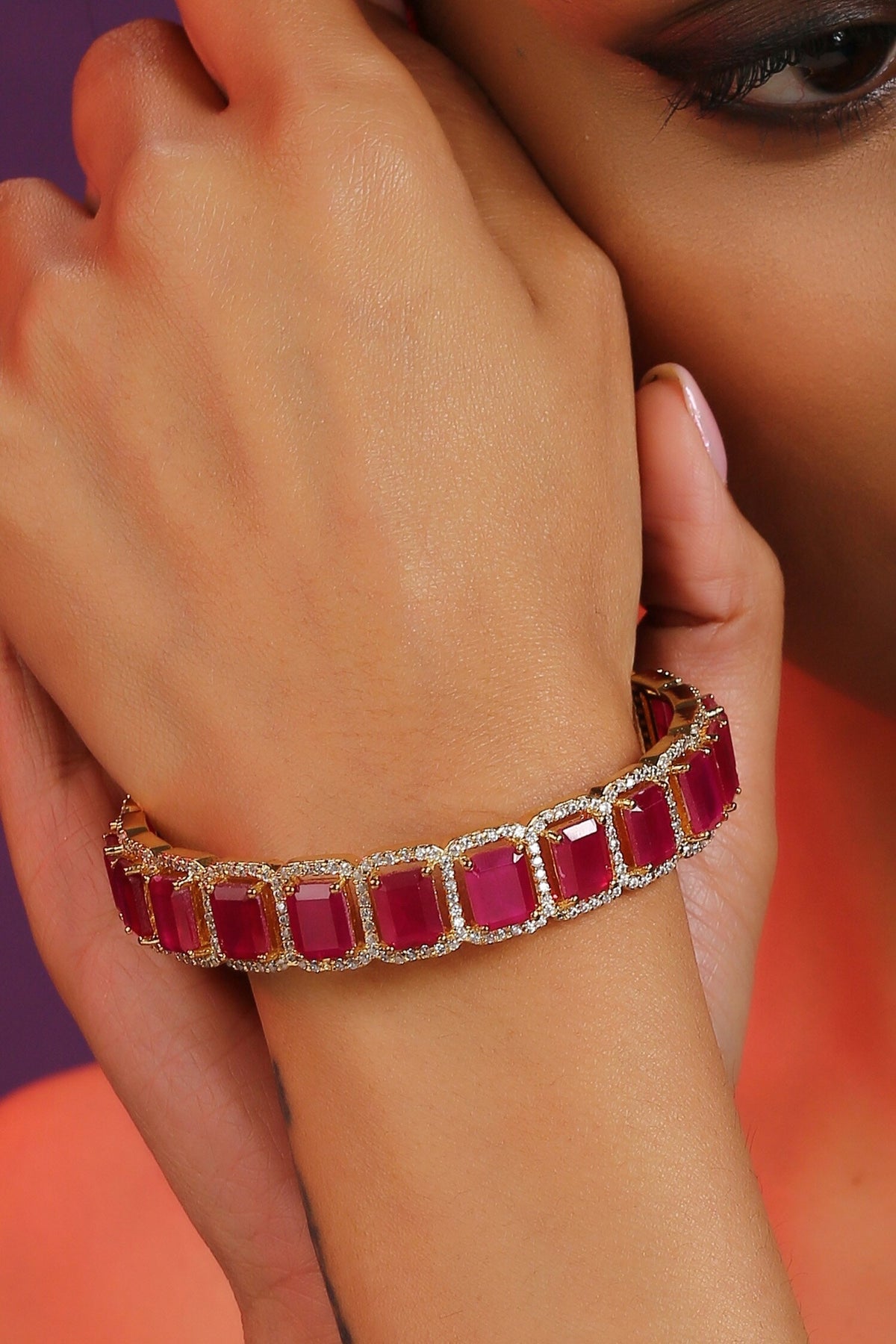 Zirconia Embellished Red Bracelet