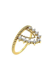 Two-Tone Finish Round-Shaped Diamond Chain Ring