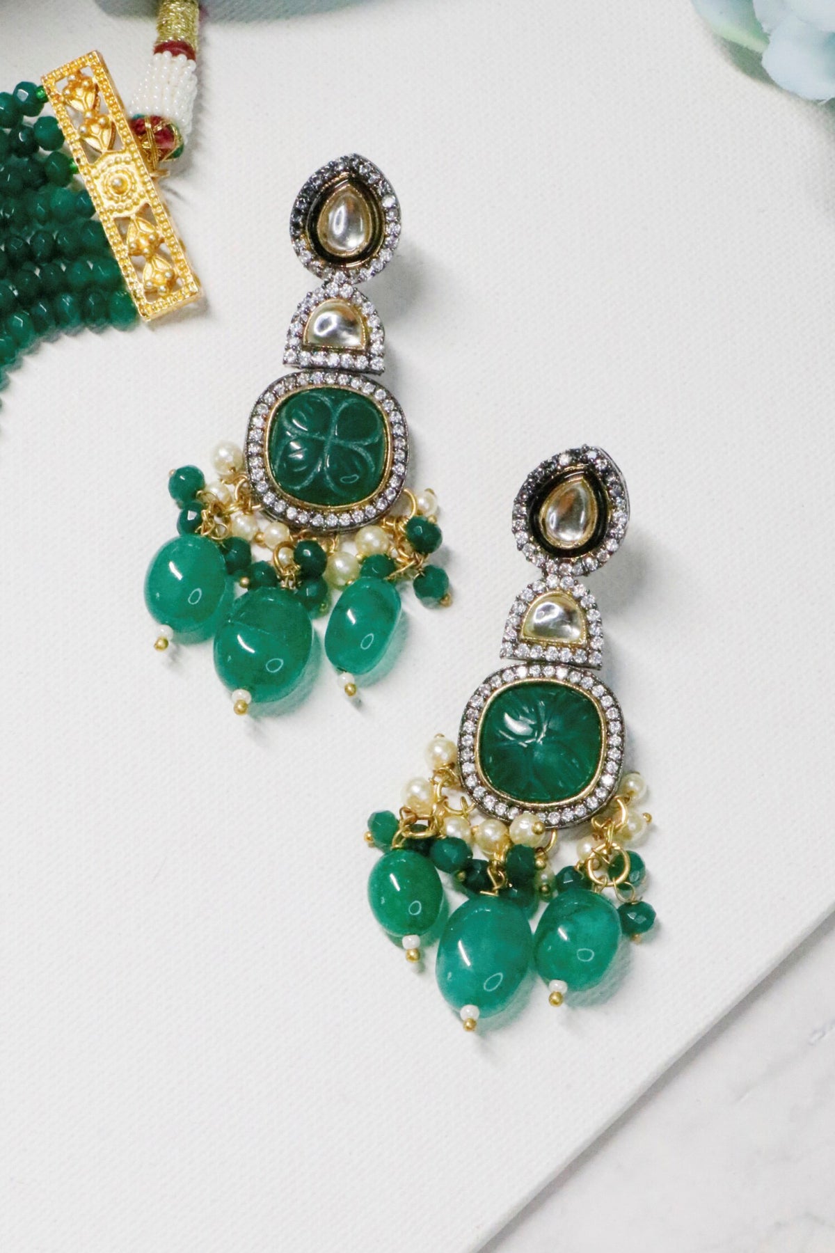 Layered Onyx Stone Necklace Set