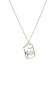 Two-Tone Finish Round-Shaped Diamond Anchor Pendant Necklace