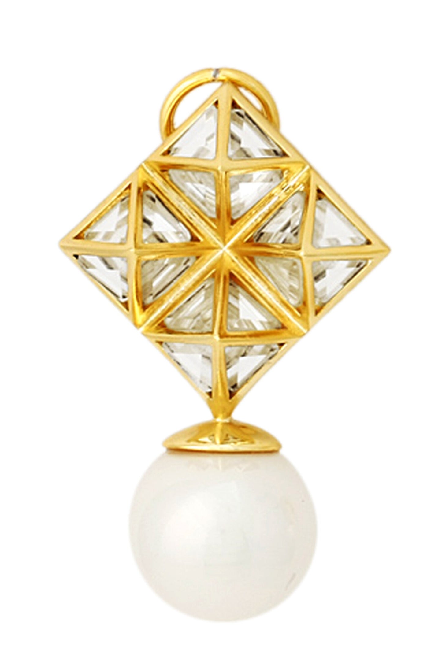 Pearl and mirror pyramid earrings