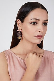 Gold Finish Flower Earrings